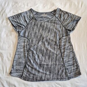 90 Degree by Reflex women's 2X semi fitted short sleeve shirt black & gray VGUC